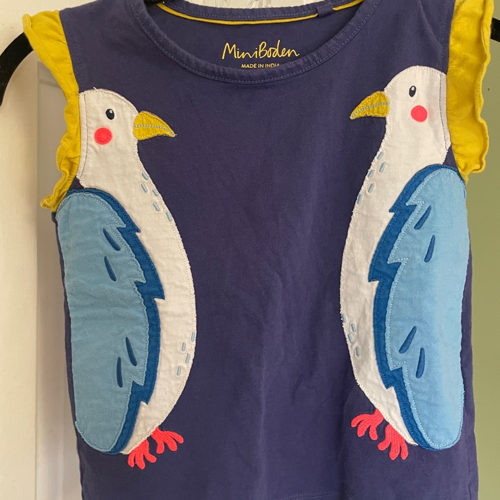 Mini Boden Charcoal Tee with Yellow Detail